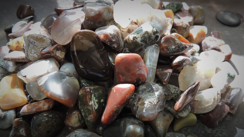 Tumbled stones Mixed Agates and Jaspers small size T15 4 small flat rate box Tumbling, Rock Tumbling, Lapidary, Terrarium, aquarium image 1