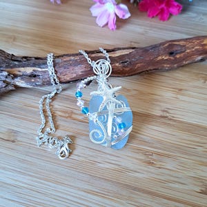 Wire Wrapped Sea Glass necklace | Handmade Beach Glass necklace | Unique Boho necklace | Sea Glass Jewellery Anniversary gift for Woman OOAK