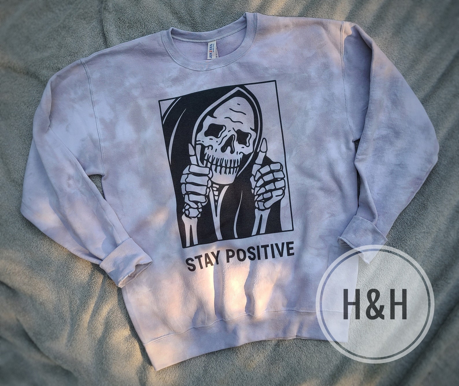 Stay Positive Skeleton Crewneck Stay Positive Skeleton Etsy