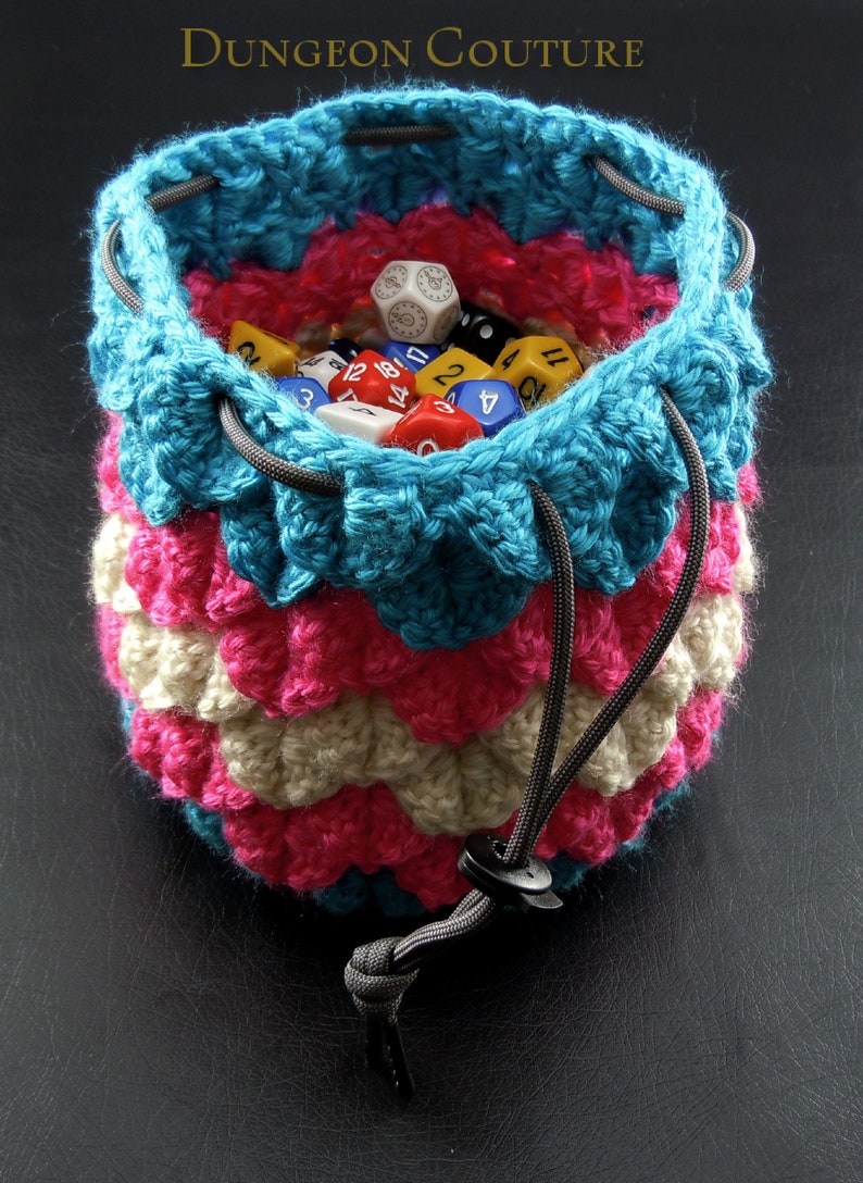 Transsexual Pride Crochet Dragon Scale Dice Bag