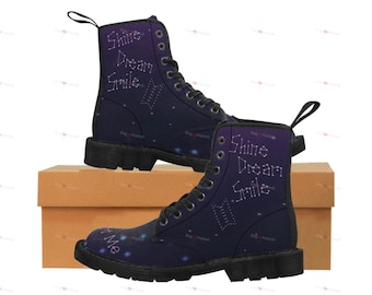 Mikrokosmos/ Sowoozoo/ Together Bulletproof Women's Canvas Boots; Kpop Boots; Galaxy Combat Boots