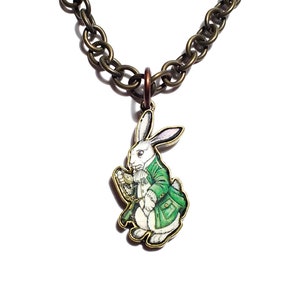 White Rabbit Necklace/Alice in Wonderland Jewelry/Fairy Tale Jewelry/Rabbit Jewelry/W Rabbit Necklace/Cheshire Cat/Mad Hatter/W. Rabbit