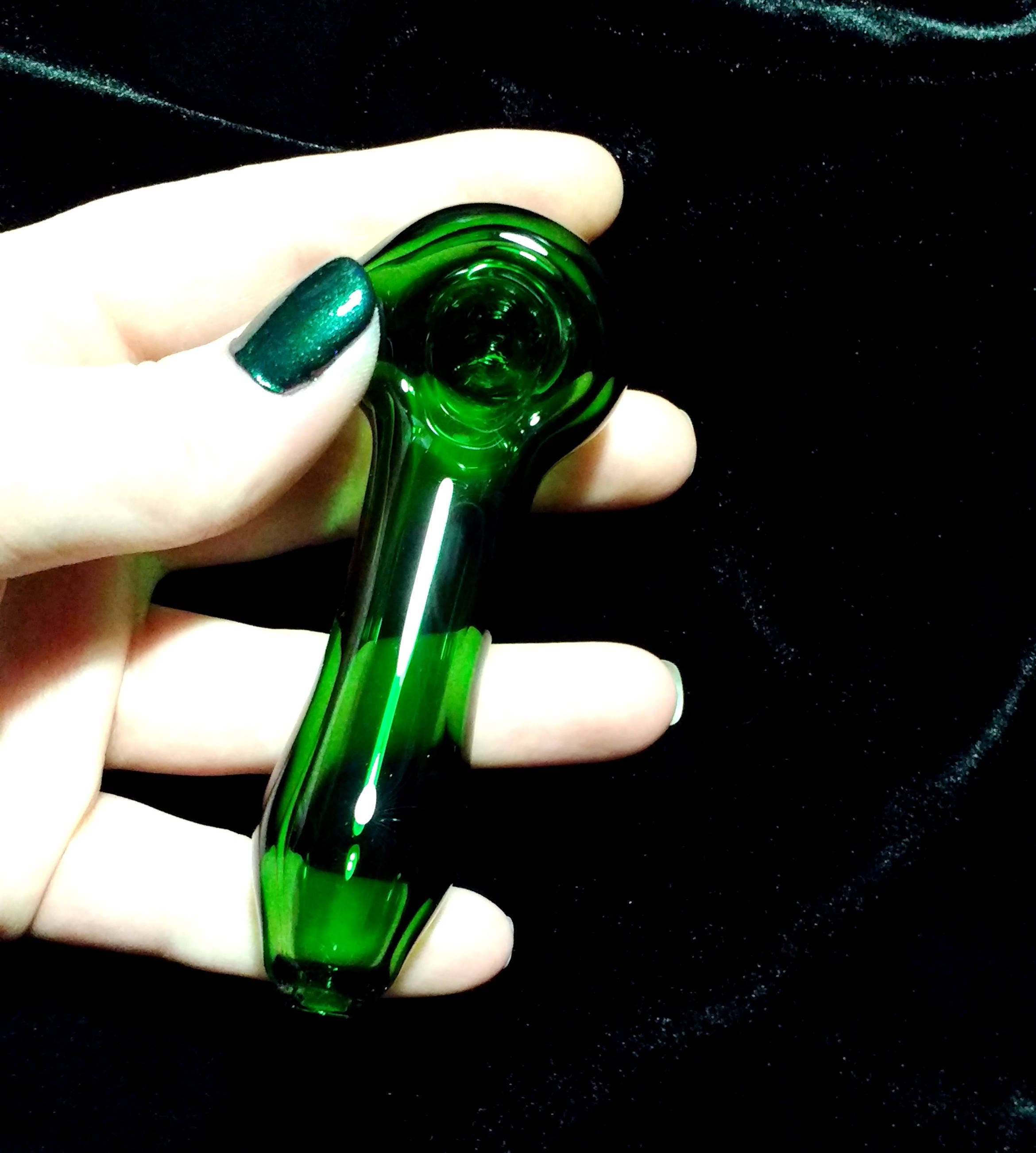 Green Glass Pipe/Green Glass Bowl/Smoking Accessories/Glass Etsy
