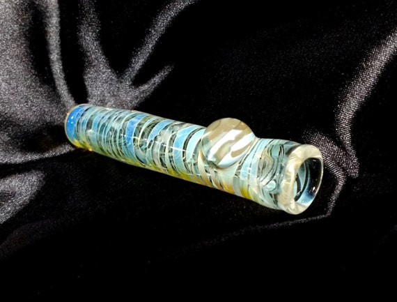 Color Changing Striped /& Twisted Glass One Hitter with 9 Clear MarblesGlass ChillumsGlass PipesColor Changing PipeGlass Smoking Pipe