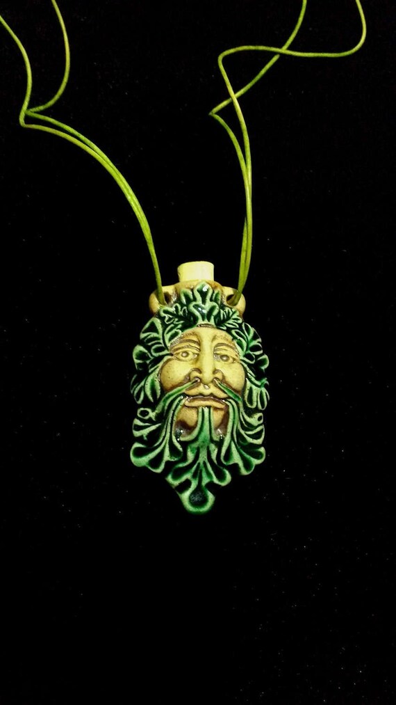 Green Man Necklace/Green Man Jewelry/The Green Man/Essential Oils Holder/Trees/Body Jewelry/Tree Necklace/Hemp Jewelry/Plants & Trees