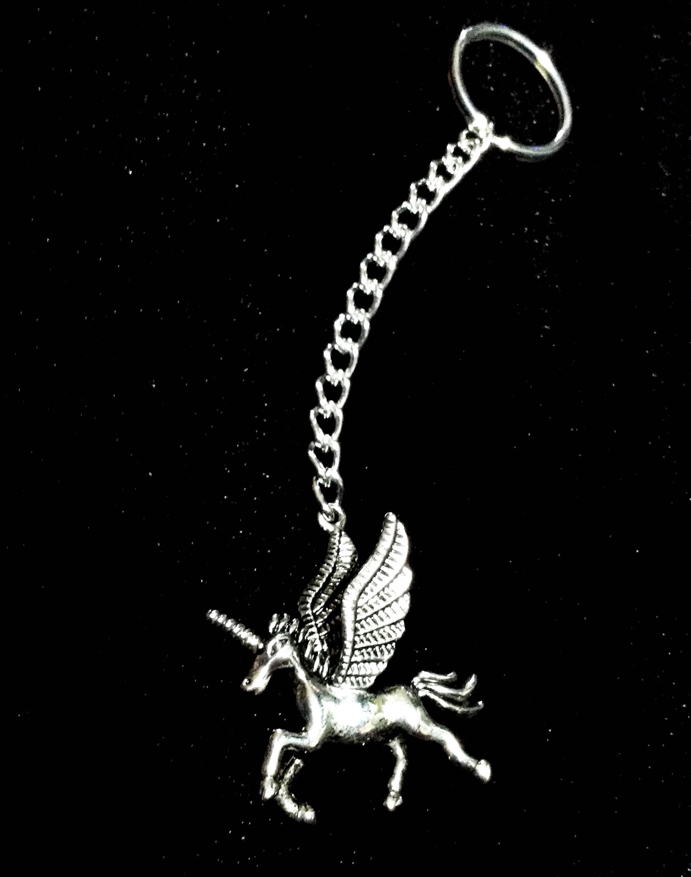 SILVER TONE LARGE UNICORN KEYRING Charm Pendant ☆ Handmade ☆ SILVER TONE LARGE UNICORN KEYRING Charm Pendant ☆ Handmade ☆