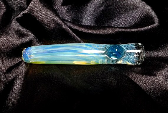Color Changing Striped /& Twisted Glass One Hitter with 9 Clear MarblesGlass ChillumsGlass PipesColor Changing PipeGlass Smoking Pipe