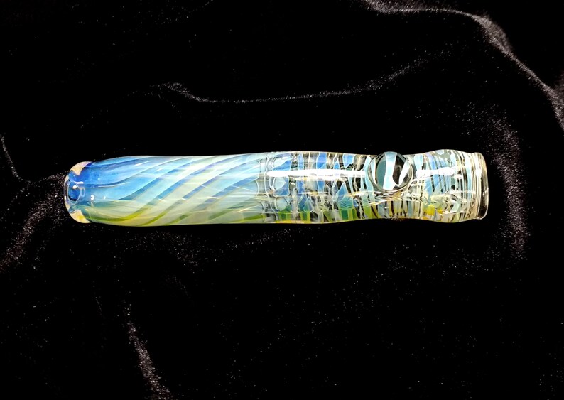 Color Changing Swirled /& Striped Glass One Hitter with One Clear MarbleChillumsGlass PipesGlass Smoking PipesGlass BatFumed Glass Pipes