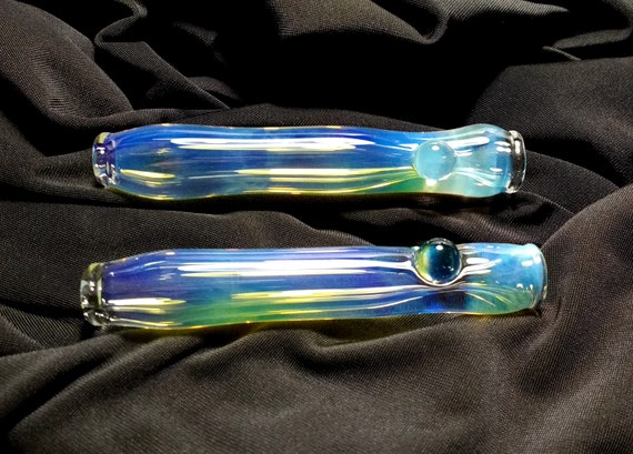 Color Changing Striped /& Twisted Glass One Hitter with 9 Clear MarblesGlass ChillumsGlass PipesColor Changing PipeGlass Smoking Pipe