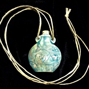 Koi Fish Necklace/Ceramic Bottle Pendant/Pisces Necklace/Fish Jewelry/Hemp Jewelry/Hemp Necklace/Essential Oil Holder Pendant Necklace image 6