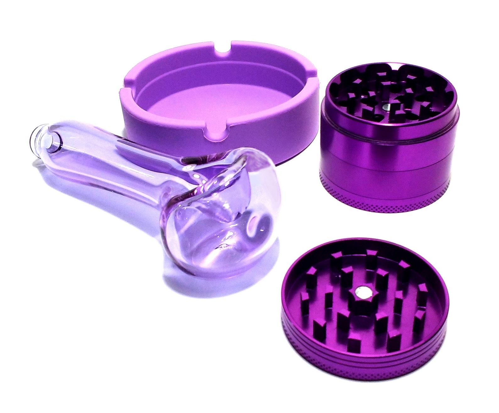 Purple Pipe Grinder & Silicone Ashtray Grinder Set/Glass Etsy