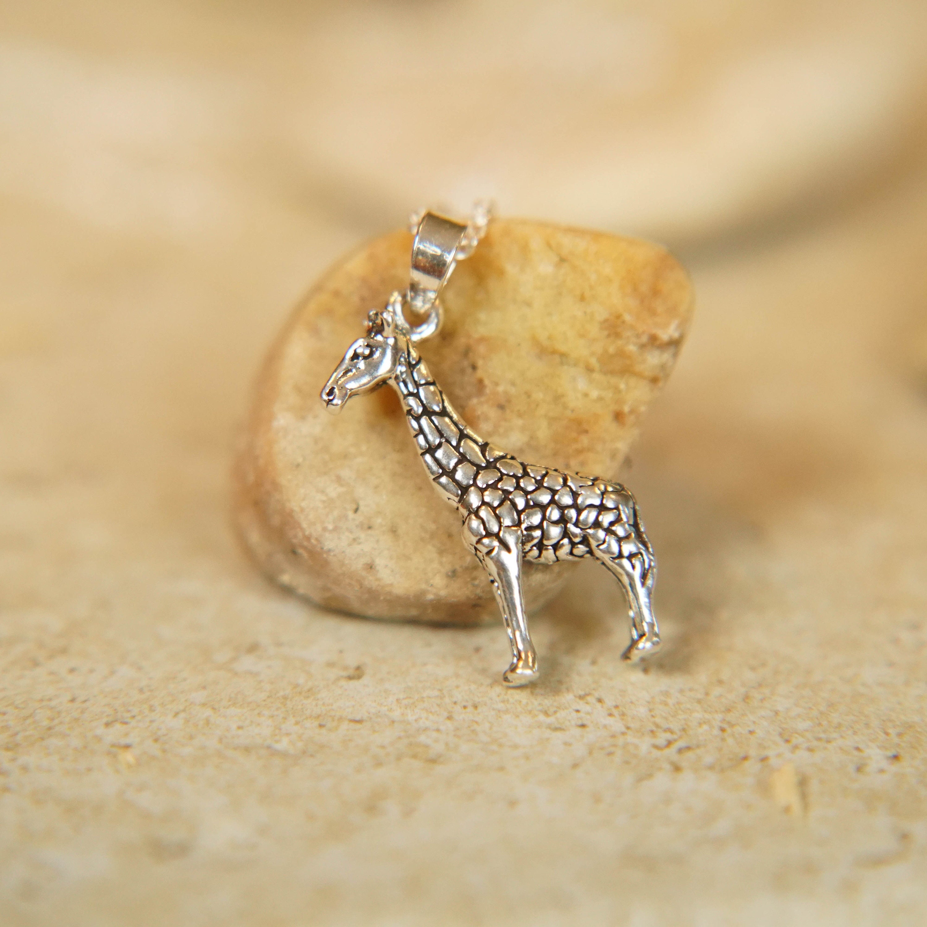 Infinite U Collana Con Ciondolo Giraffa In Argento Sterling 925 - Lunghezza 45 Cm, Regalo Con Sacchettino