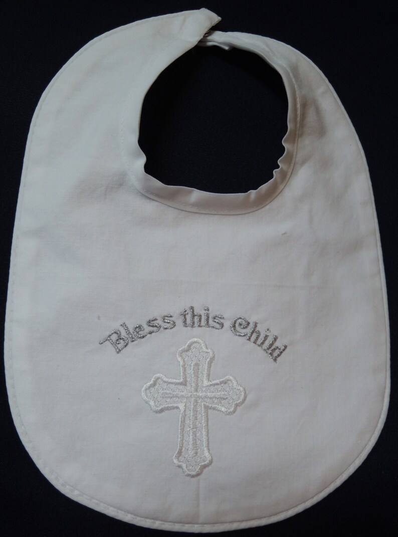 White Baptism Christening Bib Etsy