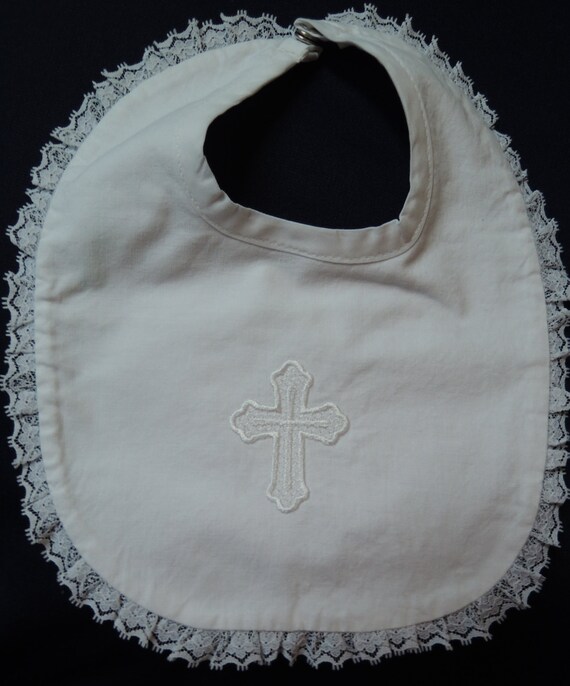 white christening bib