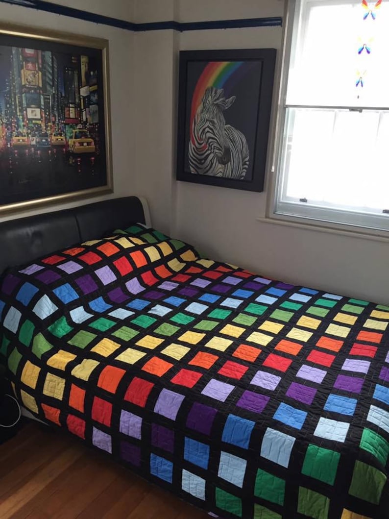 Rainbow Quilt King Bed Sized Etsy