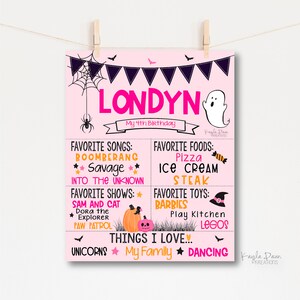 Pink Halloween Themed Milestone Print