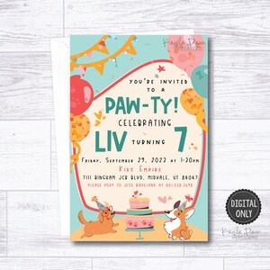 Puppy Themed Birthday Invitation-DIGITAL, PERSONALIZED