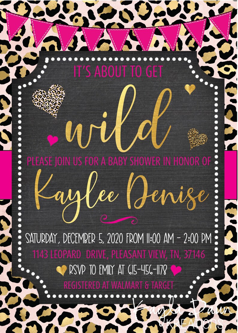 Leopard Print Baby Shower Invitation Etsy