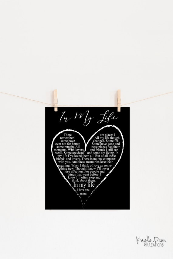 In My Life-beatles Lyrics - Etsy