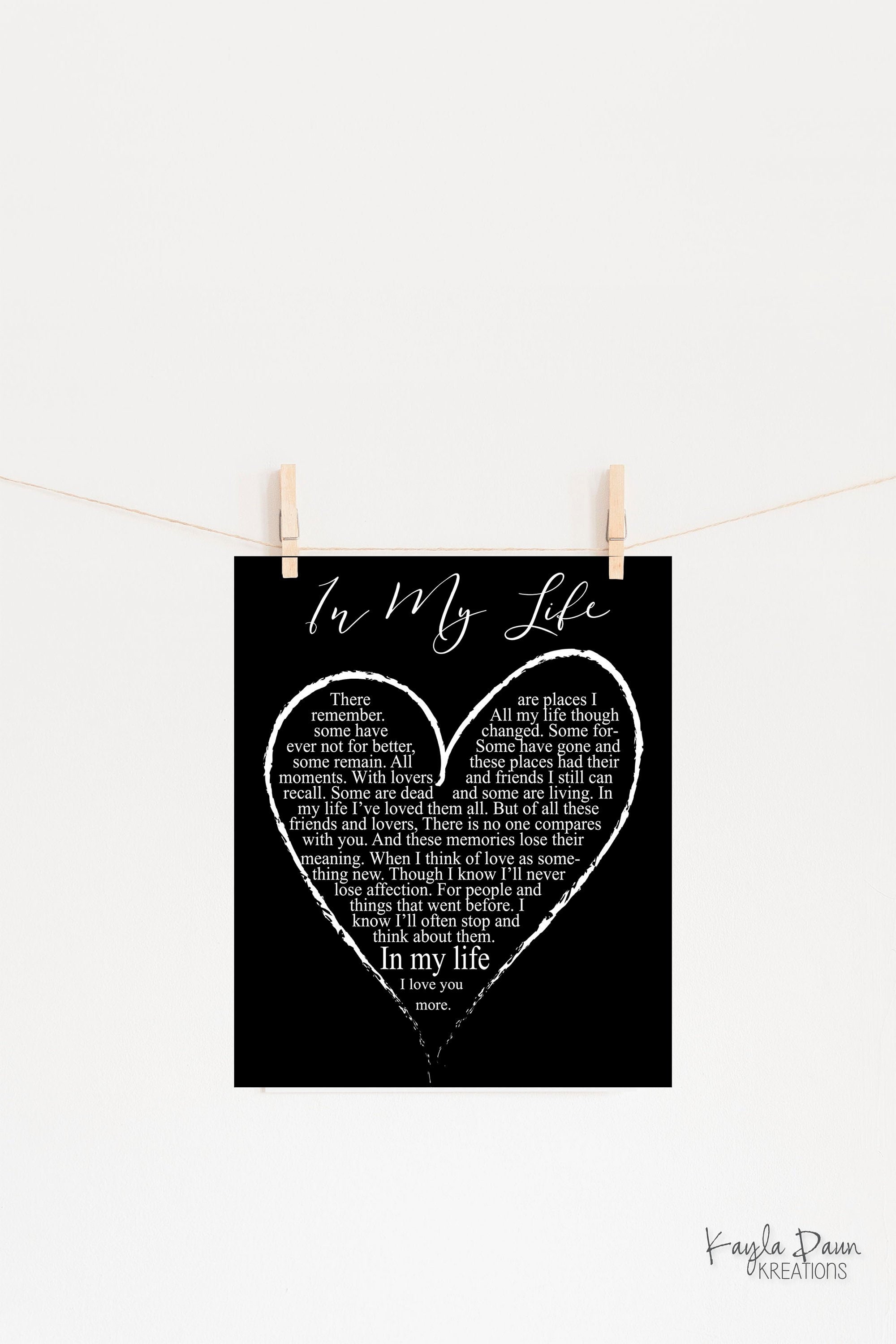 In My Life-beatles Lyrics - Etsy