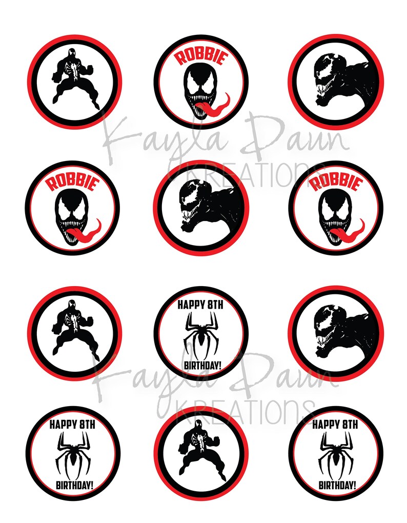 Venom Cupcake ToppersPersonalized Etsy