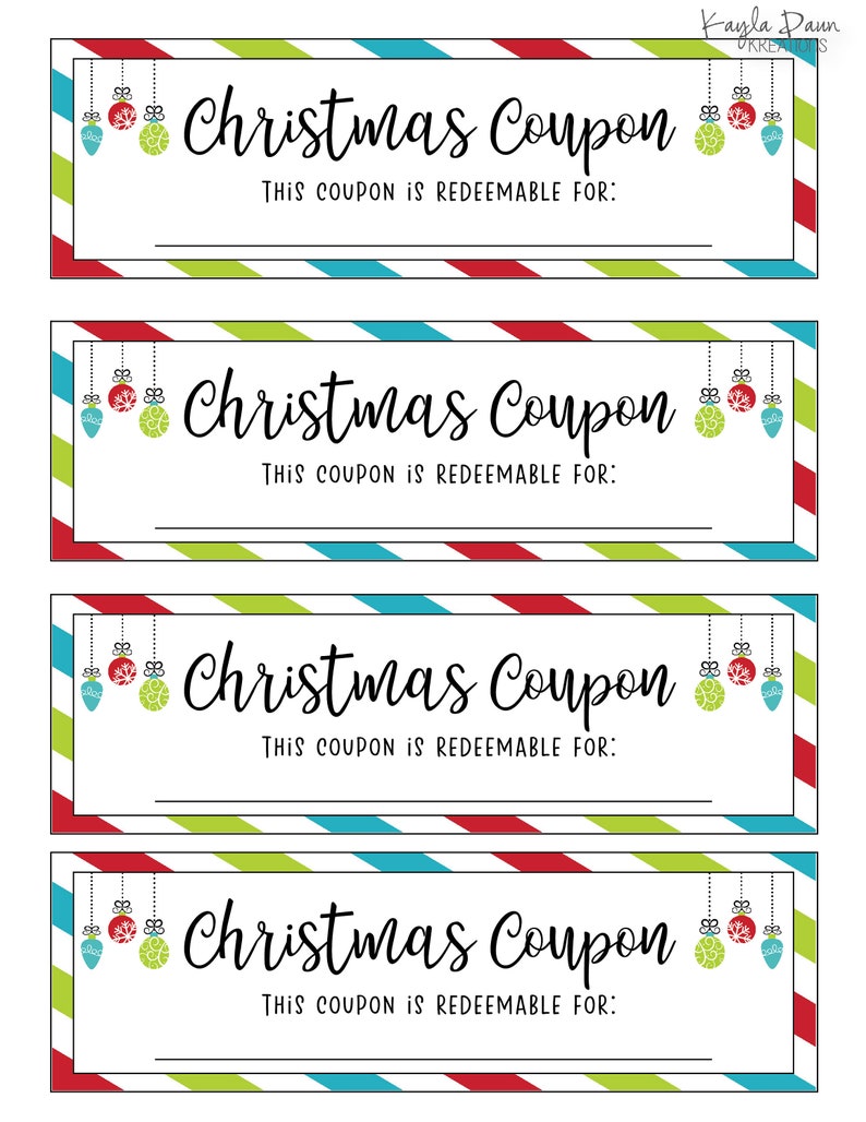 Printable Christmas Coupons Etsy