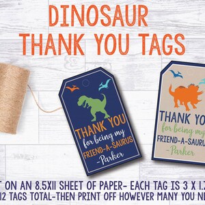 Dinosaur Gift Tags-Thank you Tags