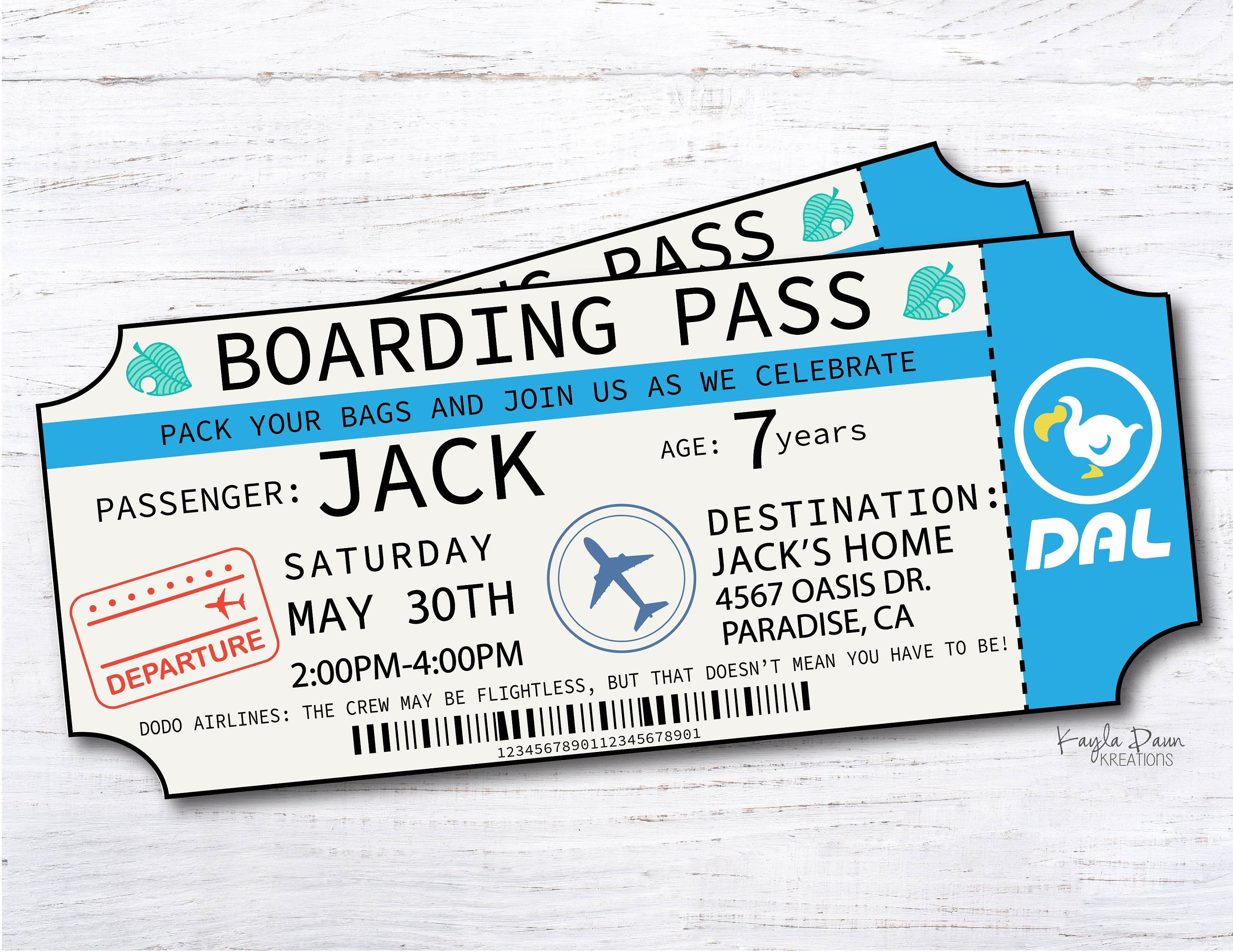 Nook Miles Ticket Invite Animal Town Birthday Etsy