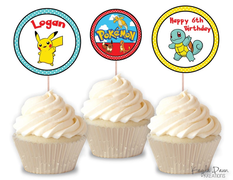 Personalized Pokemon Cupcake Toppers