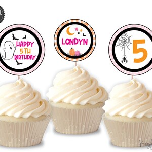 Pink Halloween Themed Cupcake Toppers