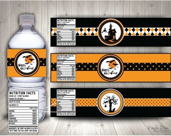 Halloween Water Bottle Labels-Instant Download