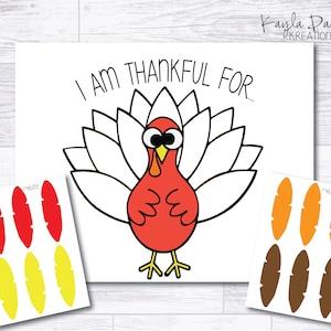 Pin the Feather on the Turkey-I Am Thankful For Game-Thanksgiving Game-DIGITAL DOWNLOAD-Instant Download