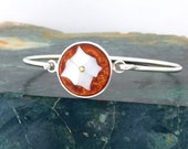 Mexican Bracelet Alpaca Silver MOP Shell Inlays 6-7 8 quot Vintage Copper Enamel i32
