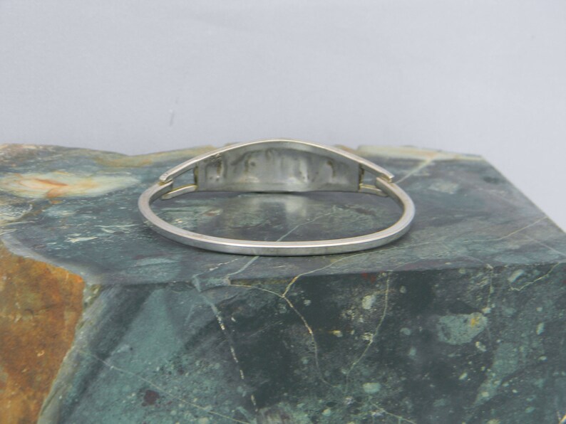 Taxco Mexico Alpaca Silver Abalone Bracelet 6-38 Vintage Blue Stone Shell Inlays A30