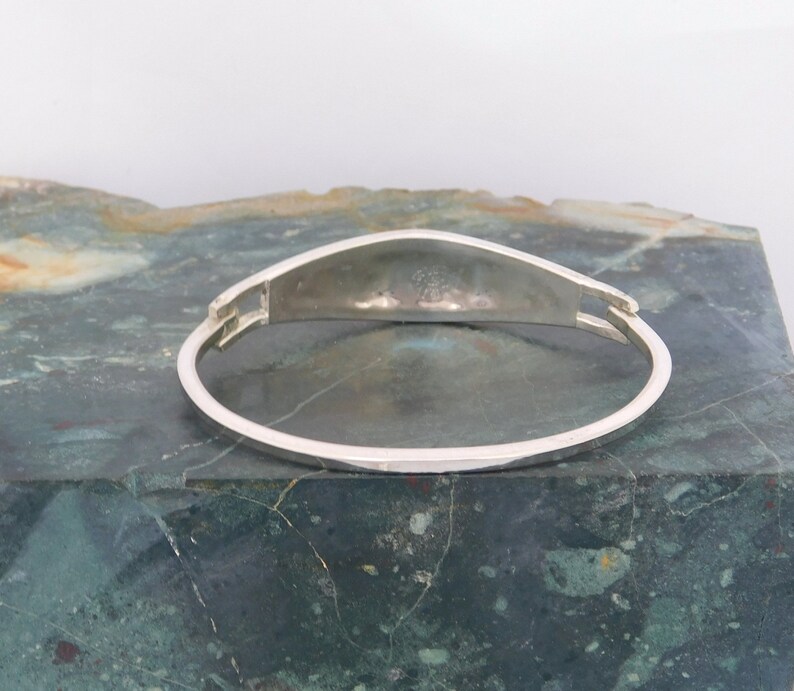 Mexican Abalone Bracelet Alpaca Silver Vintage Red Enamel 6-78 Shell Inlay H21