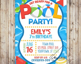 Custom Pool Party | Summer Party Invitation Printable | Customized Printable File | Child's Birthday Invite