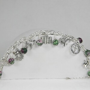 Christian Lion & Lamb Ruby Zoisite Inspirational Plus Size Charm Bracelet #7006