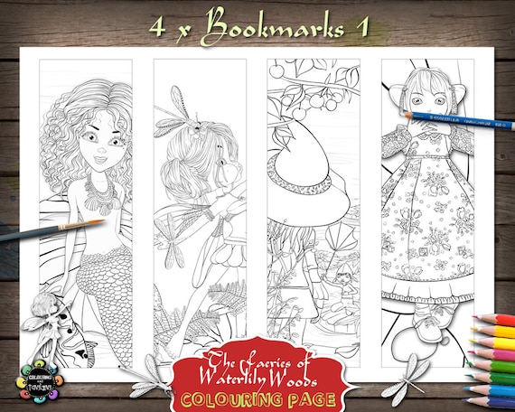 4 X Fairy Bookmarks I Adult Colouring Pages Adult Coloring 