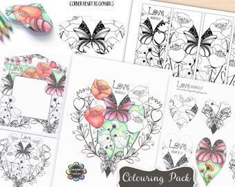 Love Bites,adult Coloring Pages,valentines Mini Illustrations to  Colour,tiny Coloring Illustrations,mini Adult Coloring Illustrations, 