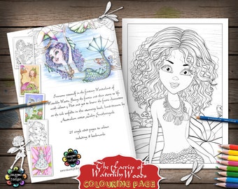 Aqualina the Mermaid: Adult Colouring Pages, Fairies Coloring Book, Mermaid Coloring Page, Fantasy Coloring Book