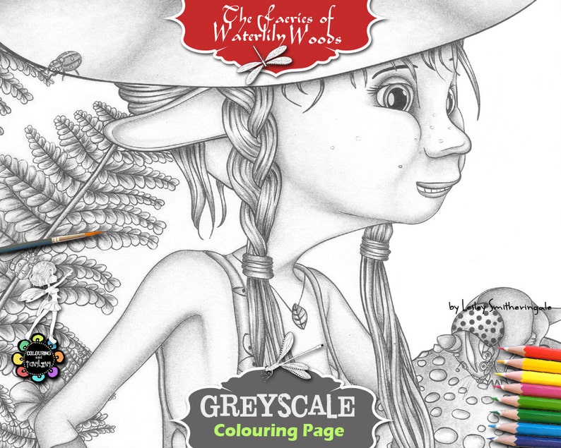 Fairies Fairy BookFantasy Coloring Page For The Greyscale Rebella In Woods Adults K1c35uTFlJ