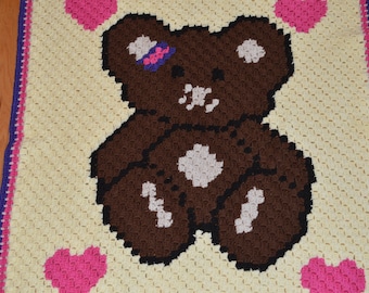Bear c2c graphgan baby blanket pattern