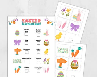 Easter Scavenger Hunt for Kids Printable, Indoor Treasure Hunt with Picture Cards to Hide, Easter Game for Kids, Easter Party Game Classroom