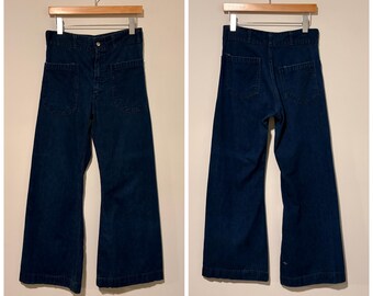 70s vintage seafarer flare jeans boot cut denim pants size 30 541335