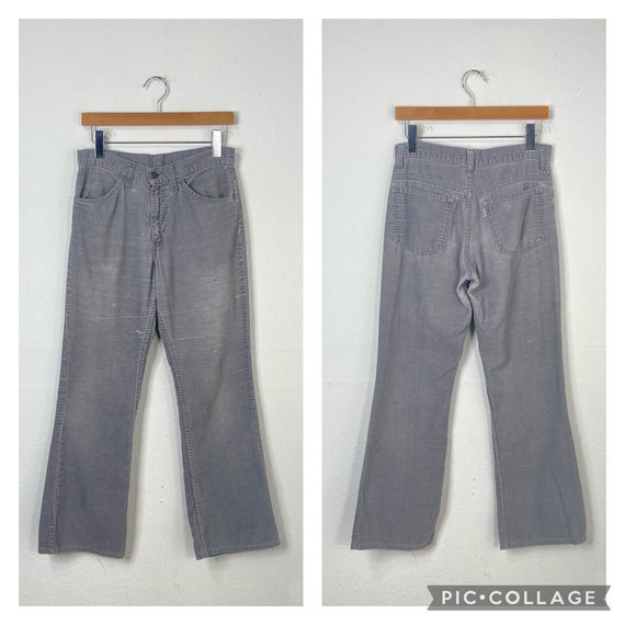 70s vintage distressed levis 646 corduroy flare p… - image 1