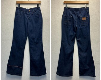 70s vintage maverick blue bell flare jeans boot cut denim pants size 28 443276