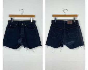 90s vintage levis 501 black shorts jeans cut off denim short pants button fly red tab made in usa size 30 865517