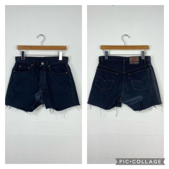 Anni 90 vintage levis 501 pantaloncini neri jeans tagliati denim pantaloni corti pulsante mosca linguetta rossa made in usa taglia 30 865517 Etsy Italia