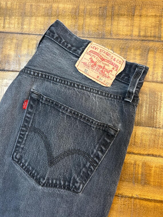 Old Levis 501 Black Jeans Denim Pants Button Fly Red Tab Size 33