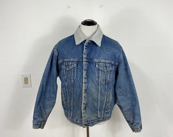 80's vtg levis sherpa fleece lined jean denim jkt made in usa size large